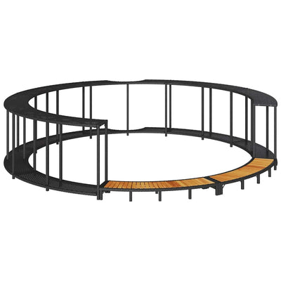 VidaXL Whirlpool-Umrandung mit Stauraum, Holzstufe, Polyrattan, Schwarz