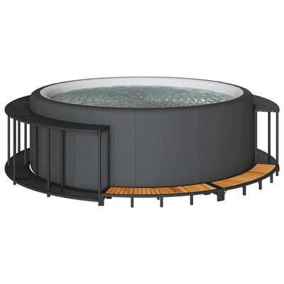 VidaXL Whirlpool-Umrandung mit Stauraum, Holzstufe, Polyrattan, Schwarz