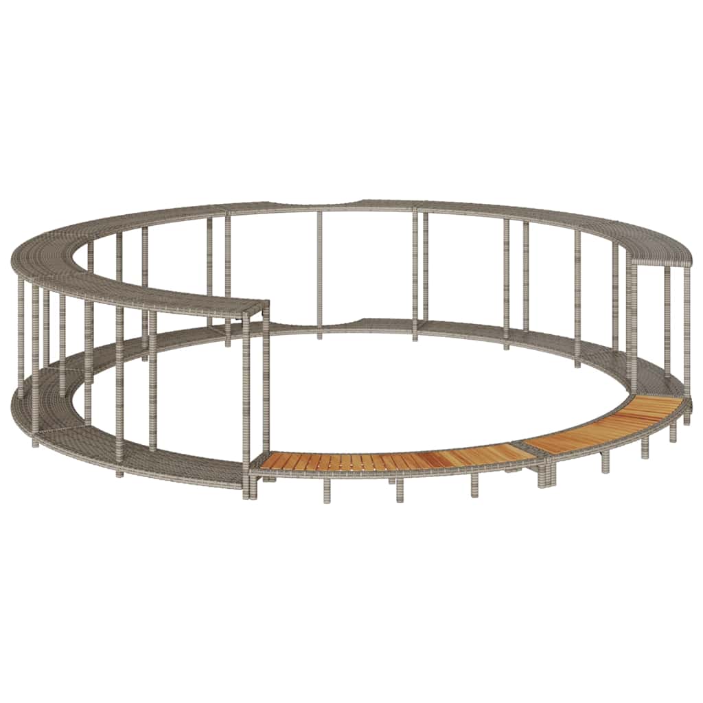 VidaXL Whirlpool-Umbau Stauraum und Holzstufe Polyrattan grau