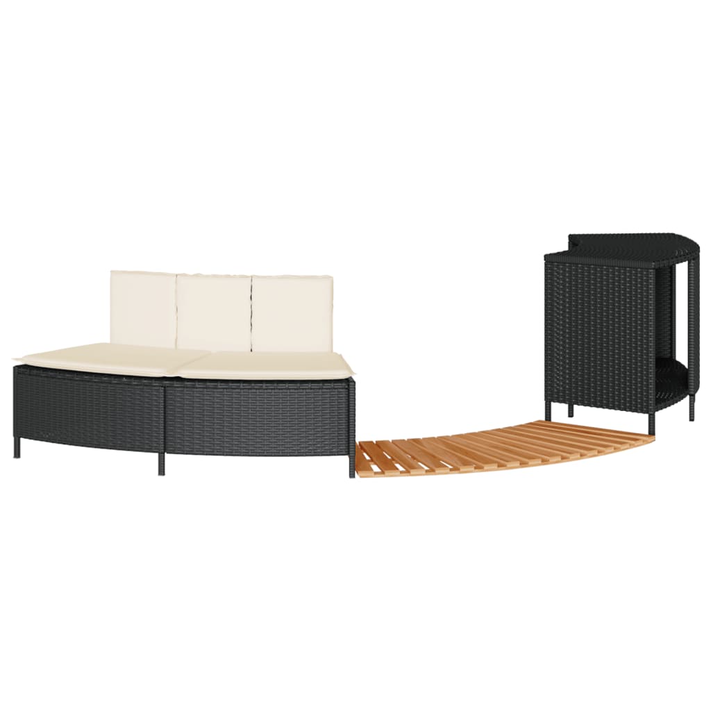 Vidaxx Whirlpool-Umrandung aus Polyrattan und massivem Akazienholz schwarz