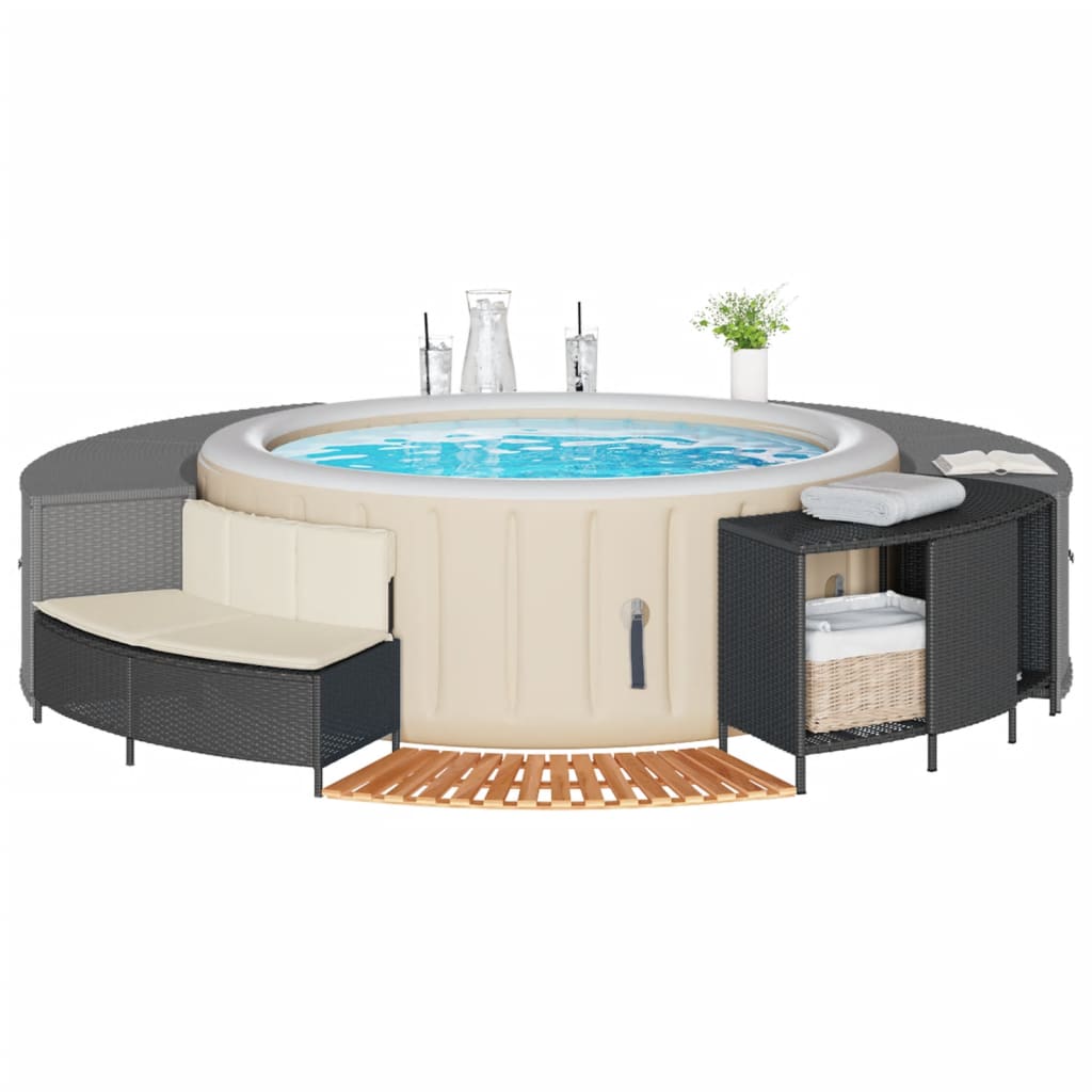 Vidaxx Whirlpool-Umrandung aus Polyrattan und massivem Akazienholz schwarz