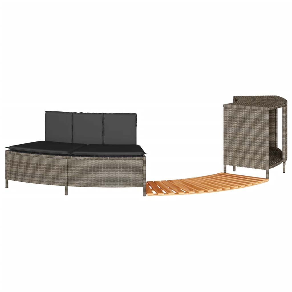 VidaXL Whirlpool-Einfassung Polyrattan massives Akazienholz grau
