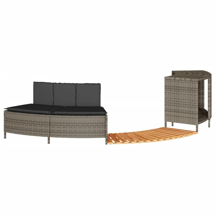 VidaXL Whirlpool-Einfassung Polyrattan massives Akazienholz grau