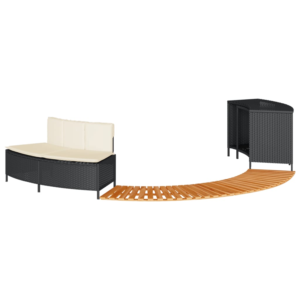 Vidaxl hottub-bouw poly rattan und festes acaciahout schwarz