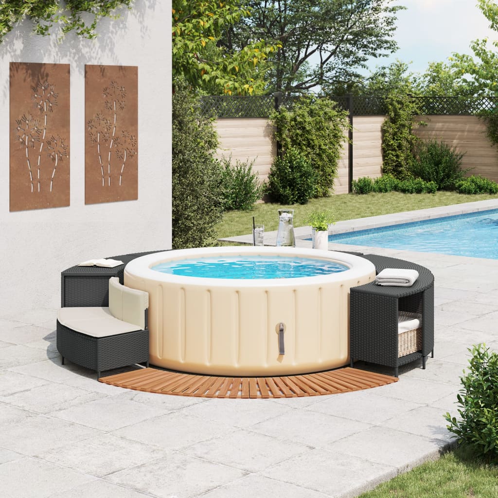 Vidaxl hottub-bouw poly rattan und festes acaciahout schwarz
