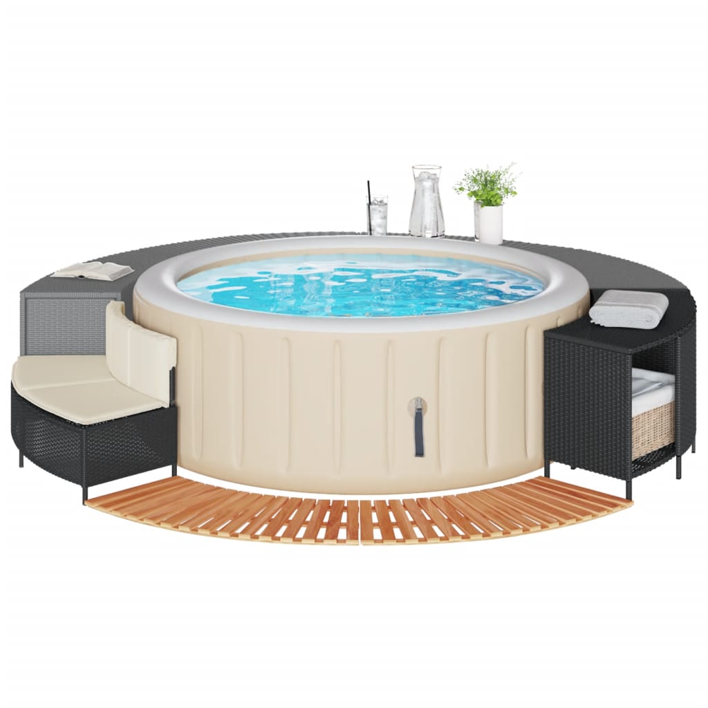Vidaxl hottub-bouw poly rattan und festes acaciahout schwarz
