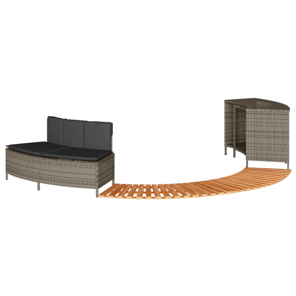 Vidaxl hottub-bouw Poly Rattan festes Akaziahout grau