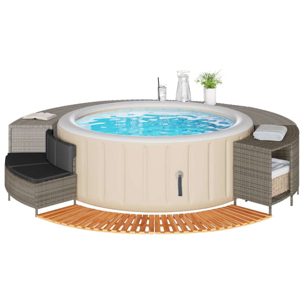 Vidaxl hottub-bouw Poly Rattan festes Akaziahout grau