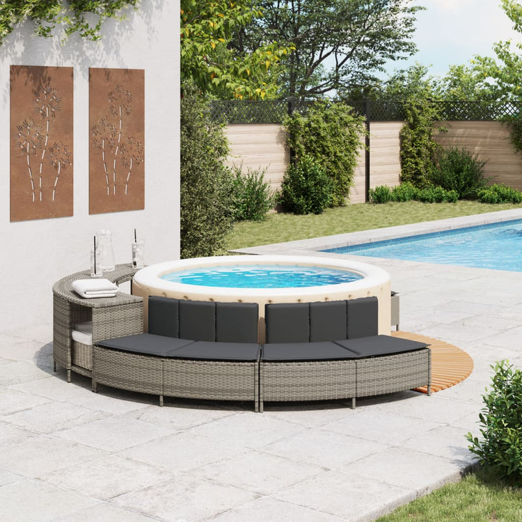 Vidaxl Hottub -Bänke mit Kissen 2 St Poly Rattan Grau