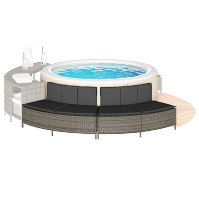 Vidaxl Hottub -Bänke mit Kissen 2 St Poly Rattan Grau