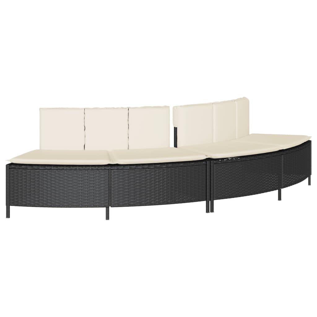 Vidaxl Hottub Bänke mit Kissen 2 St Poly Rattan Schwarz