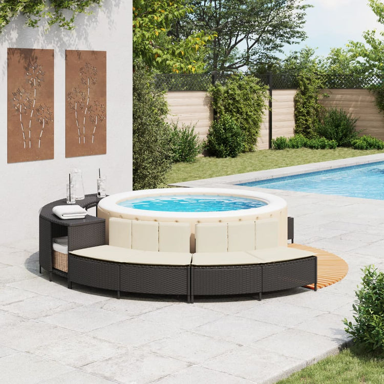 Vidaxl Hottub Bänke mit Kissen 2 St Poly Rattan Schwarz