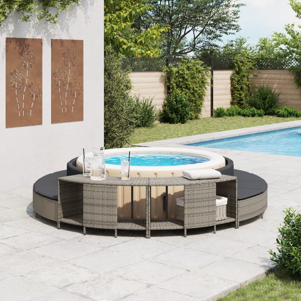 Vidaxl -Speicher Szenen für Whirlpool 2 St Poly Rattan Grey
