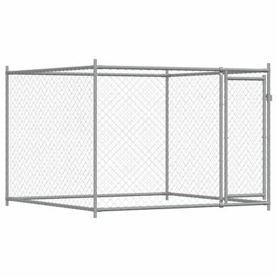 Vidaxl Hundedach mit Tür 2x2x1,5 m verzinkter Stahl grau