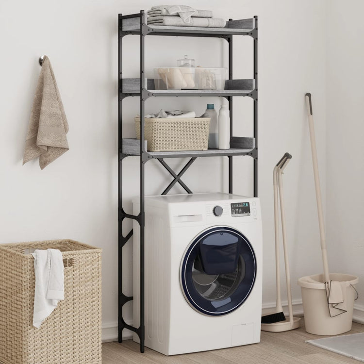 Vidaxl -Waschmaschinerie 67x25x163 cm verarbeitetes Holzgrau Sonoma