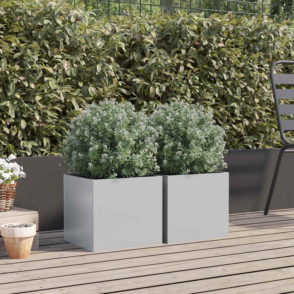Vidaxl Pflanzer 2 ST 32x30x29 cm verzinkter Stahl Silberfarbe