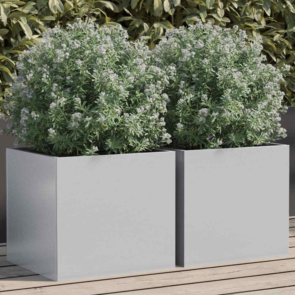 Vidaxl Pflanzer 2 ST 32x30x29 cm verzinkter Stahl Silberfarbe