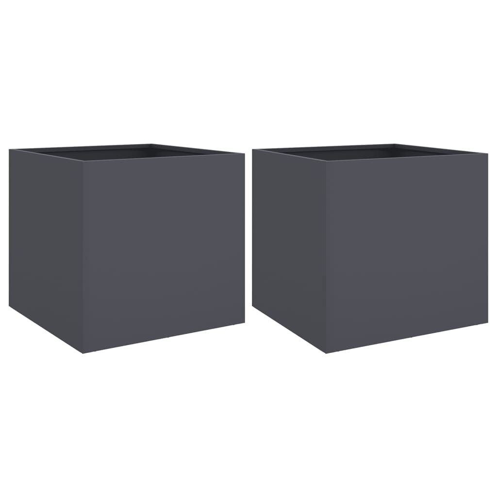 VIDAXL -Pflanzer 2 ST 42x40x39 cm Stahl Anthrazit -ausgelöst