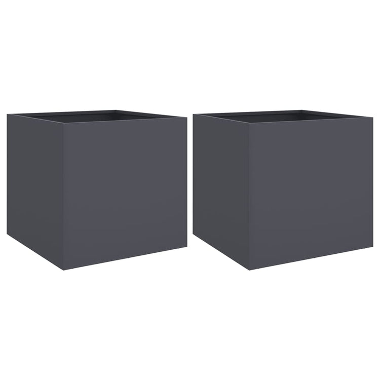 VIDAXL -Pflanzer 2 ST 42x40x39 cm Stahl Anthrazit -ausgelöst