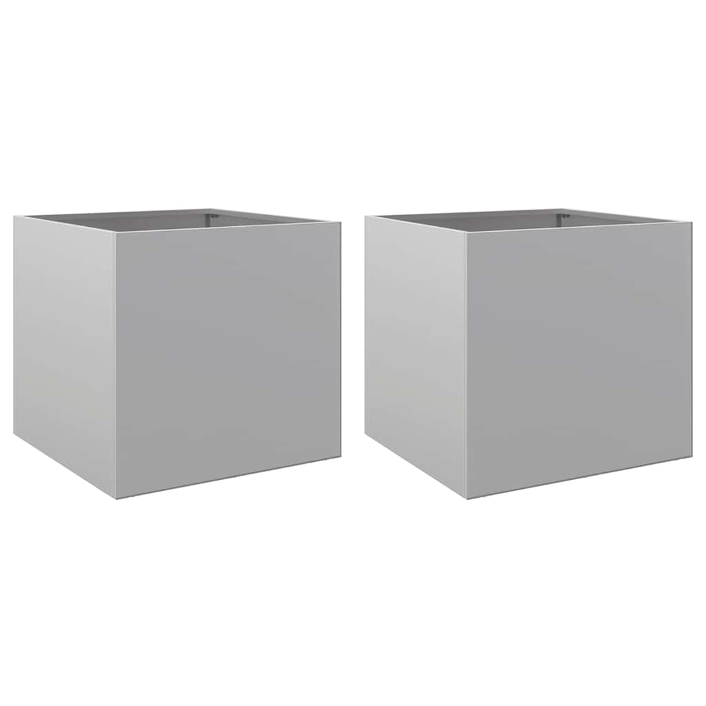 Vidaxl Pflanzer 2 ST 42x40x39 cm verzinkter Stahl Silberfarbe