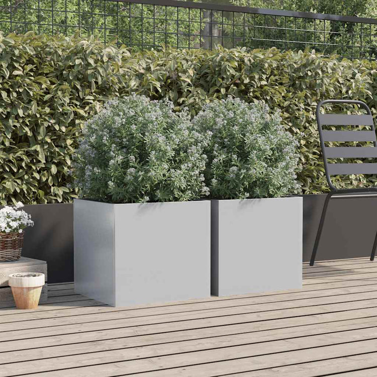 Vidaxl Pflanzer 2 ST 42x40x39 cm verzinkter Stahl Silberfarbe