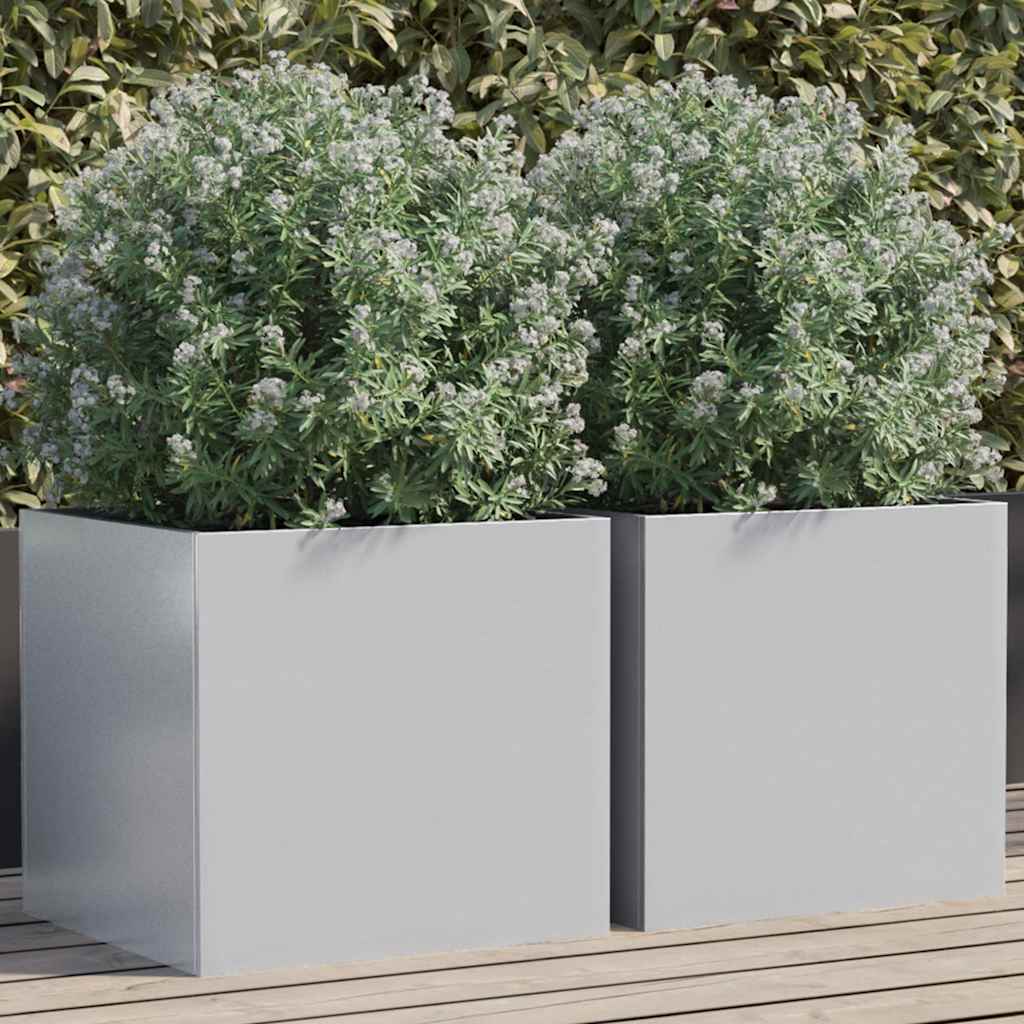 Vidaxl Pflanzer 2 ST 42x40x39 cm verzinkter Stahl Silberfarbe