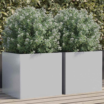 Vidaxl Pflanzer 2 ST 42x40x39 cm verzinkter Stahl Silberfarbe