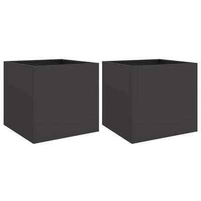 Vidaxl Pflanzer 2 ST 49x47x46 cm kalt -gerolltes Stahl Schwarz