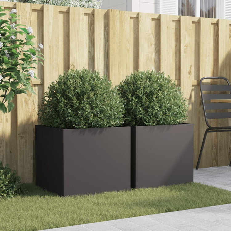 Vidaxl Pflanzer 2 ST 49x47x46 cm kalt -gerolltes Stahl Schwarz