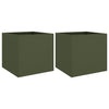 VIDAXL -Pflanzer 2 PCs 49x47x46 cm Stahl Olivengrün