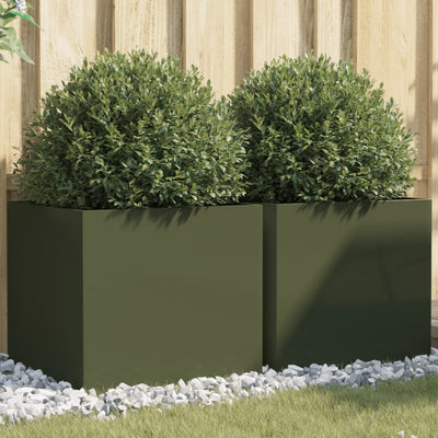 VIDAXL -Pflanzer 2 PCs 49x47x46 cm Stahl Olivengrün