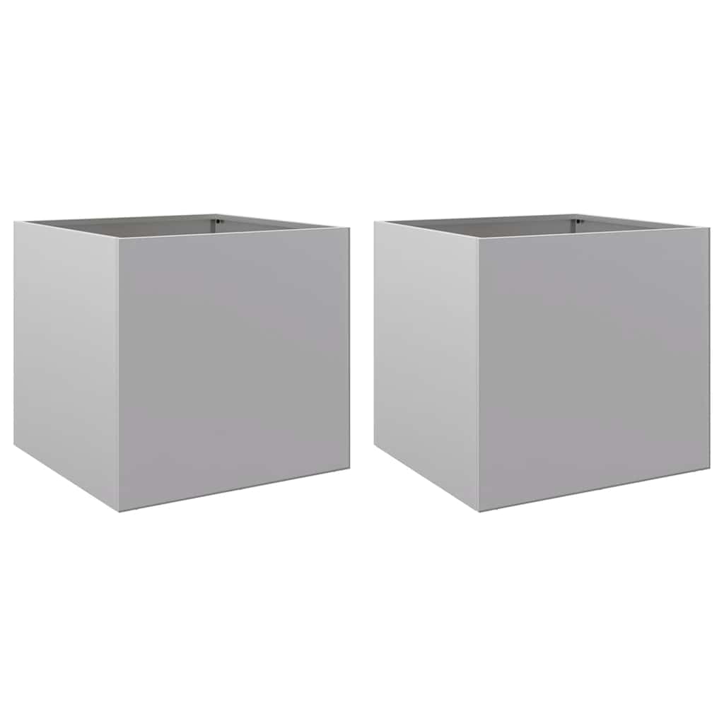 Vidaxl Pflanzer 2 ST 49x47x46 cm verzinkter Stahl Silberfarbe