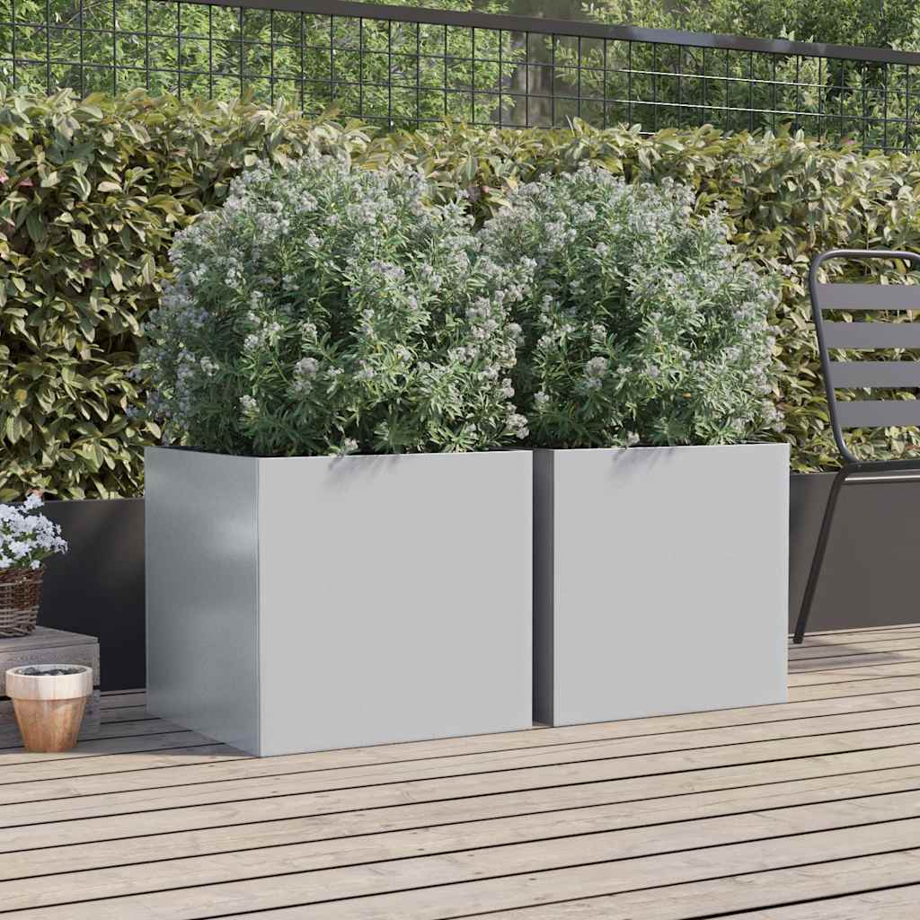 Vidaxl Pflanzer 2 ST 49x47x46 cm verzinkter Stahl Silberfarbe