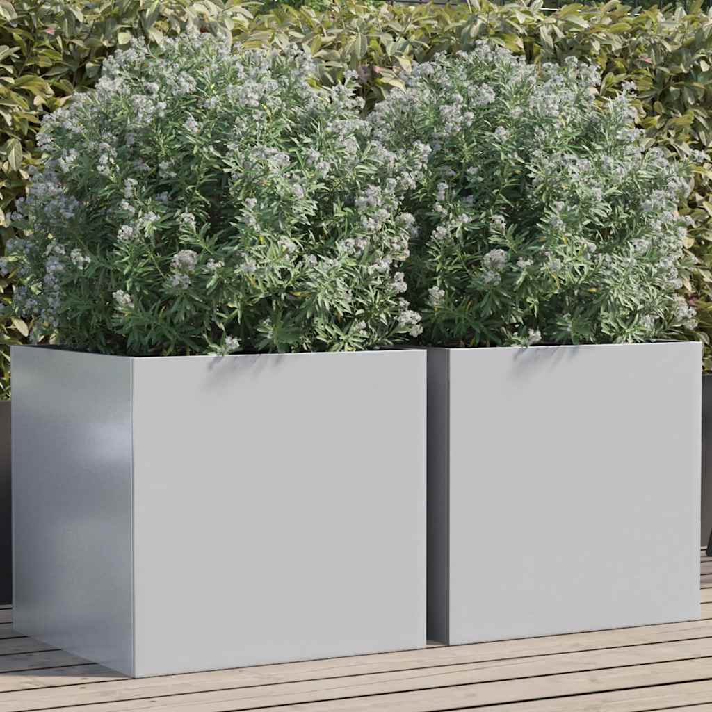 Vidaxl Pflanzer 2 ST 49x47x46 cm verzinkter Stahl Silberfarbe