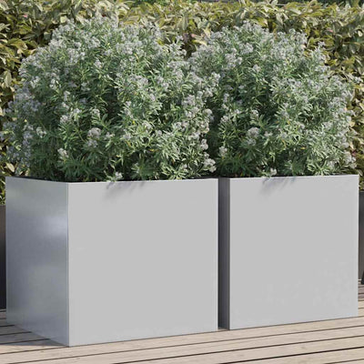 Vidaxl Pflanzer 2 ST 49x47x46 cm verzinkter Stahl Silberfarbe