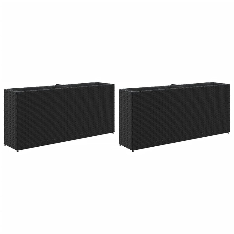 Vidaxx Pflanzgefäße mit 2 Töpfen 2 Stk. 90x20x40 cm Polyrattan schwarz