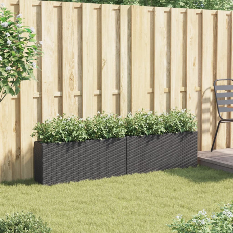 Vidaxx Pflanzgefäße mit 2 Töpfen 2 Stk. 90x20x40 cm Polyrattan schwarz