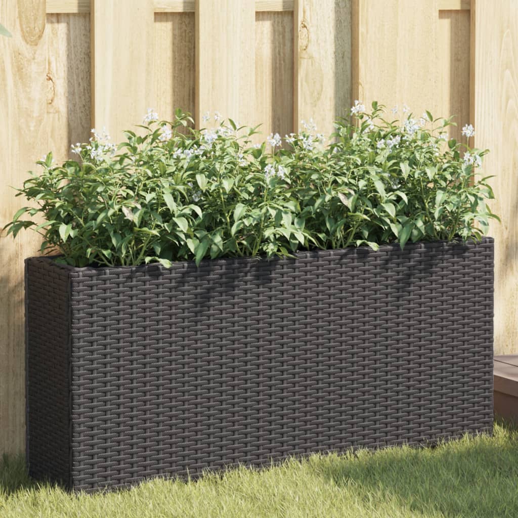 Vidaxx Pflanzgefäße mit 2 Töpfen 2 Stk. 90x20x40 cm Polyrattan schwarz