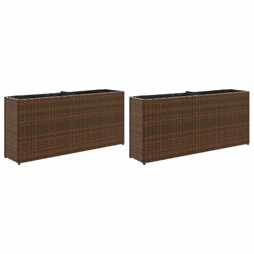 Vidaxx Pflanzgefäße mit 2 Töpfen 2 Stk. 90x20x40 cm Polyrattan braun