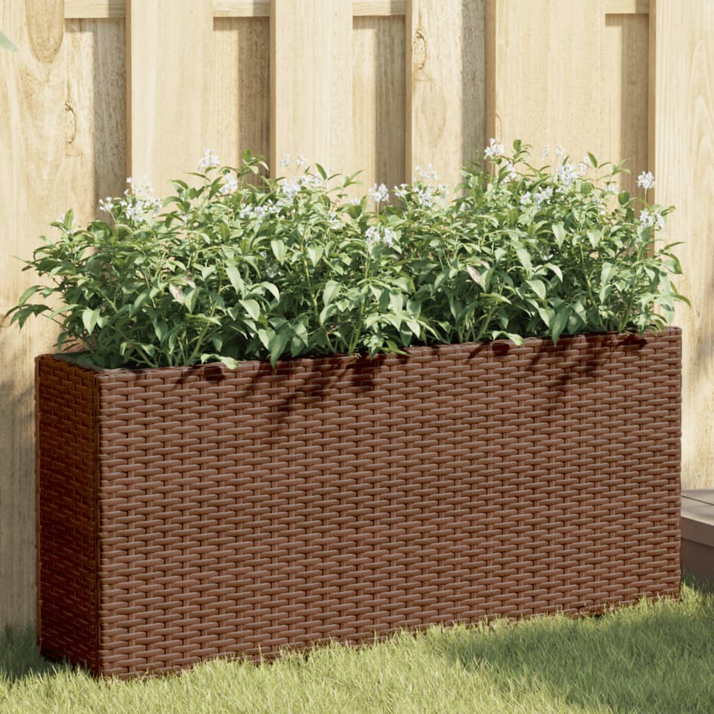 Vidaxx Pflanzgefäße mit 2 Töpfen 2 Stk. 90x20x40 cm Polyrattan braun