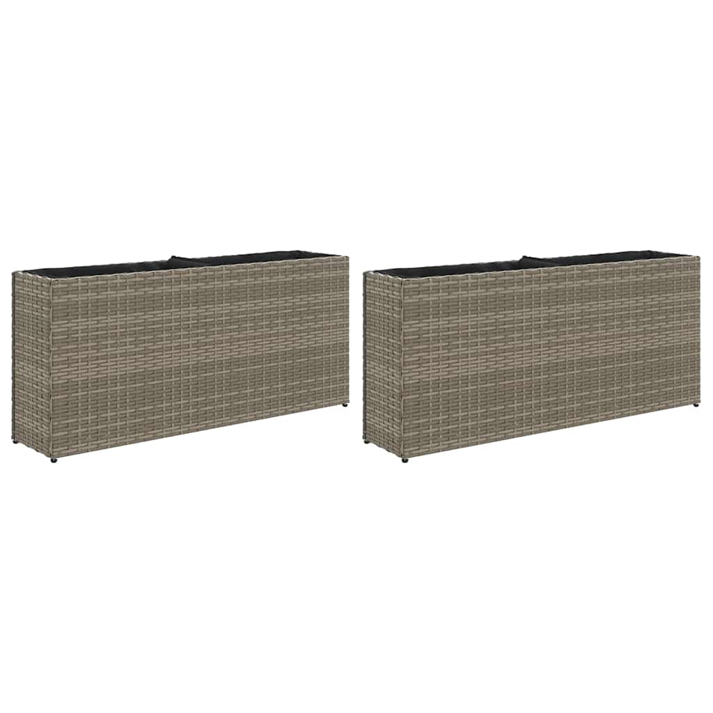 Vidaxx Pflanzgefäße mit 2 Töpfen 2 Stk. 90x20x40 cm Polyrattan grau