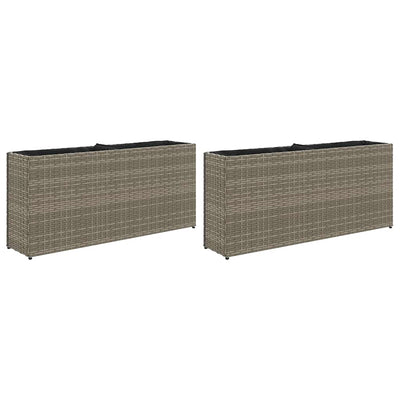 Vidaxx Pflanzgefäße mit 2 Töpfen 2 Stk. 90x20x40 cm Polyrattan grau