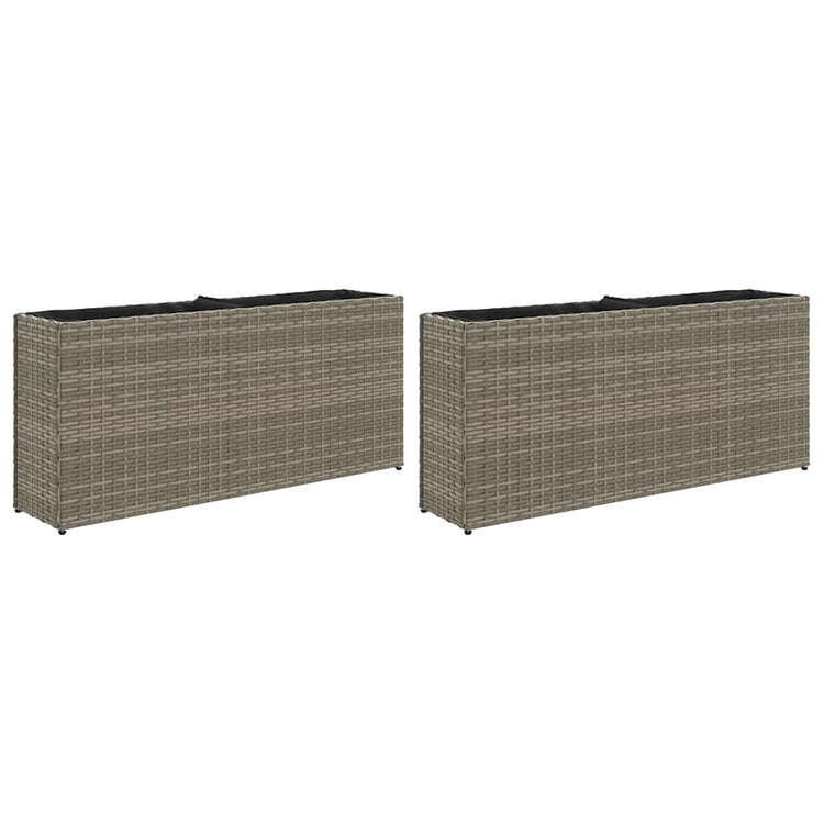 Vidaxx Pflanzgefäße mit 2 Töpfen 2 Stk. 90x20x40 cm Polyrattan grau