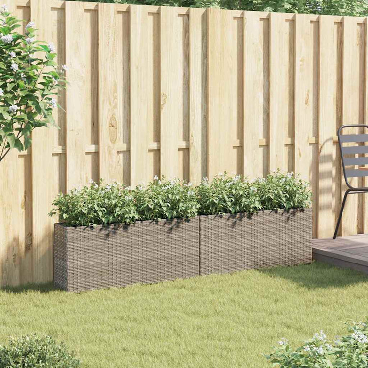 Vidaxx Pflanzgefäße mit 2 Töpfen 2 Stk. 90x20x40 cm Polyrattan grau