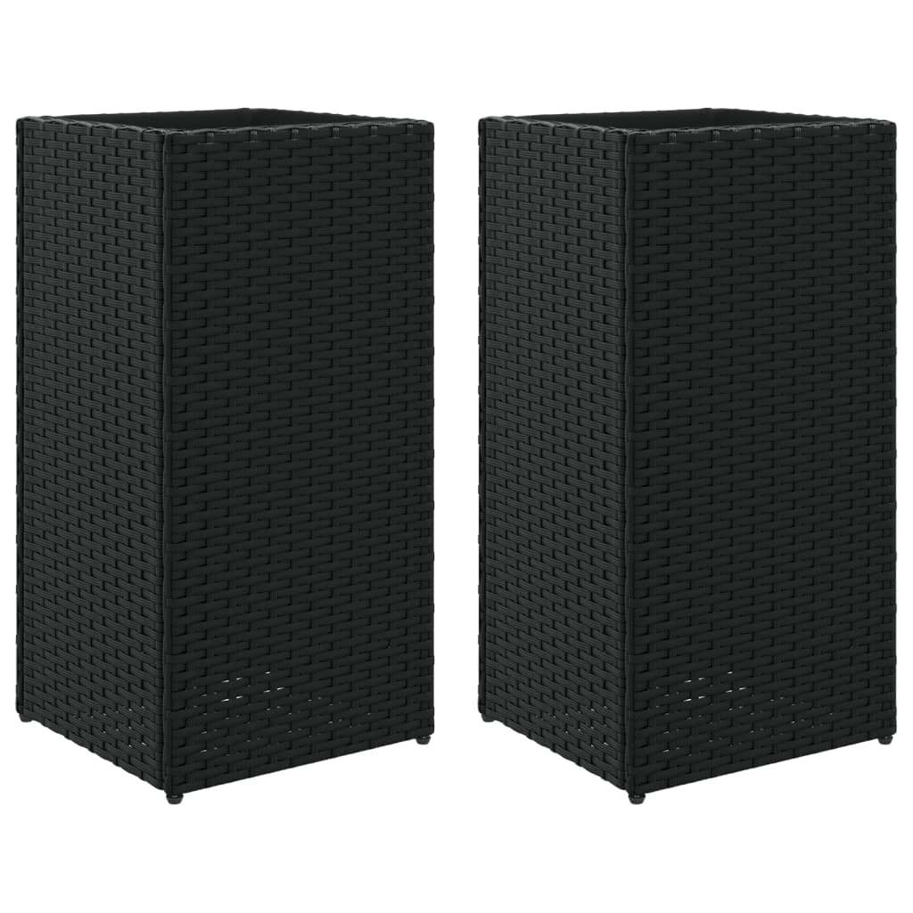 Vidaxx Pflanzgefäße 2 Stk. 30x30x60 cm Polyrattan schwarz