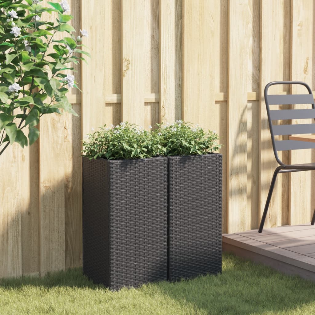 Vidaxx Pflanzgefäße 2 Stk. 30x30x60 cm Polyrattan schwarz