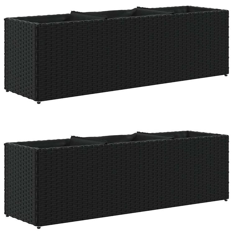 Vidaxx Pflanzgefäße mit 3 Töpfen 2 Stück 105x30x32 cm Polyrattan schwarz