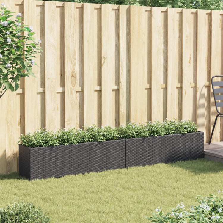 Vidaxx Pflanzgefäße mit 3 Töpfen 2 Stück 105x30x32 cm Polyrattan schwarz