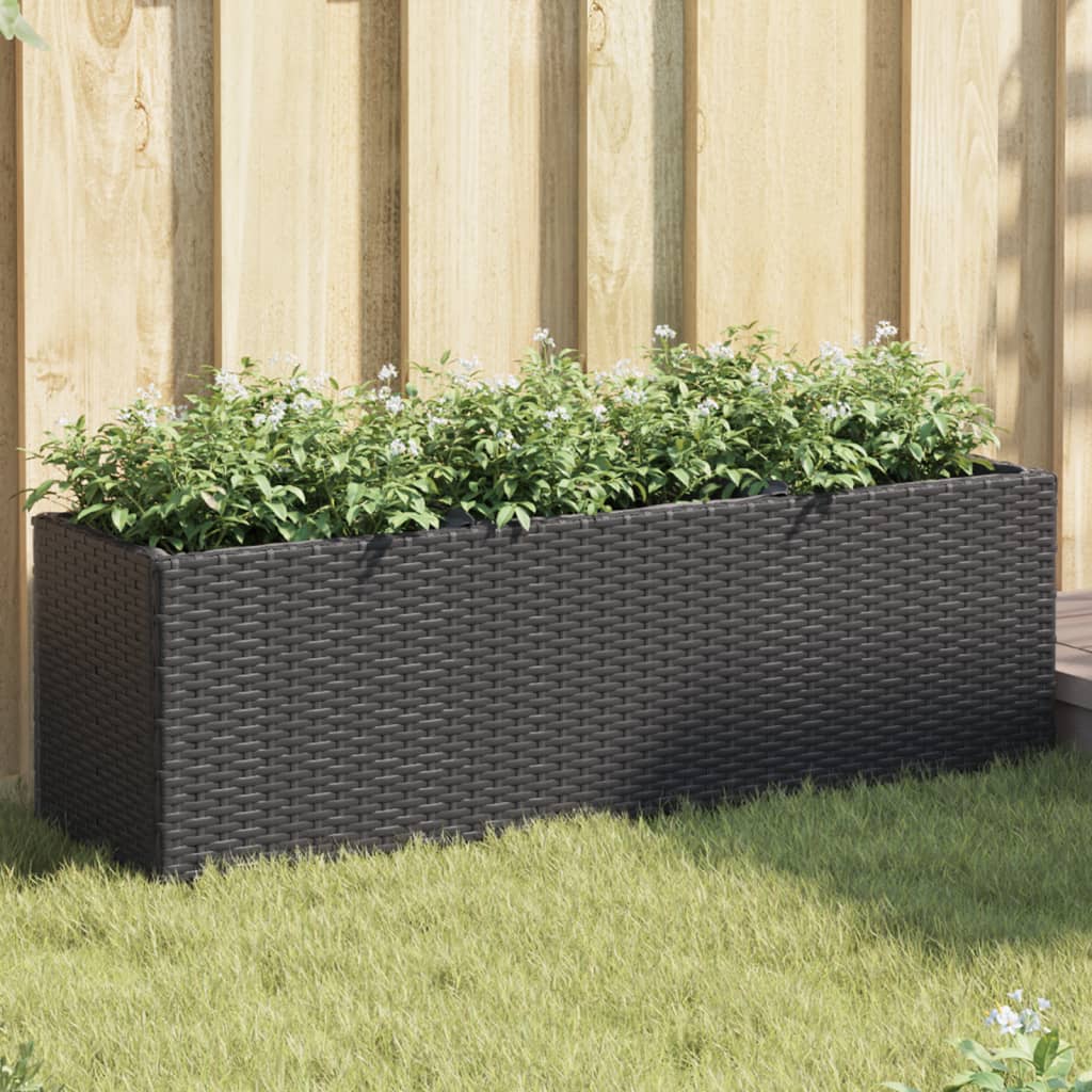 Vidaxx Pflanzgefäße mit 3 Töpfen 2 Stück 105x30x32 cm Polyrattan schwarz