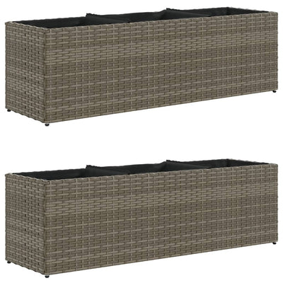 Vidaxx Pflanzgefäße mit 3 Töpfen 2 Stück 105x30x32 cm Polyrattan grau